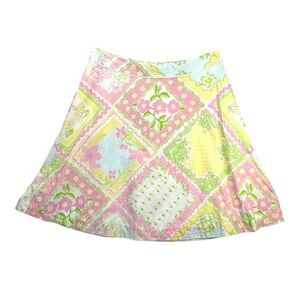Lilly Pulitzer Multi Color Floral Design A-Line Skirt In Size 8